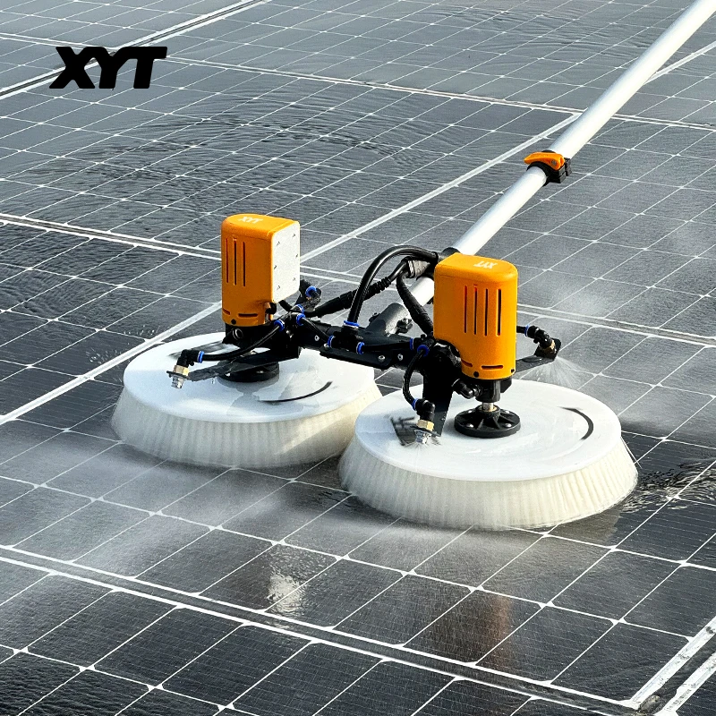 XYT solar panel cleaning double-headed electric brush PV equipment photovoltaic clean  machine tool kit complete system 3