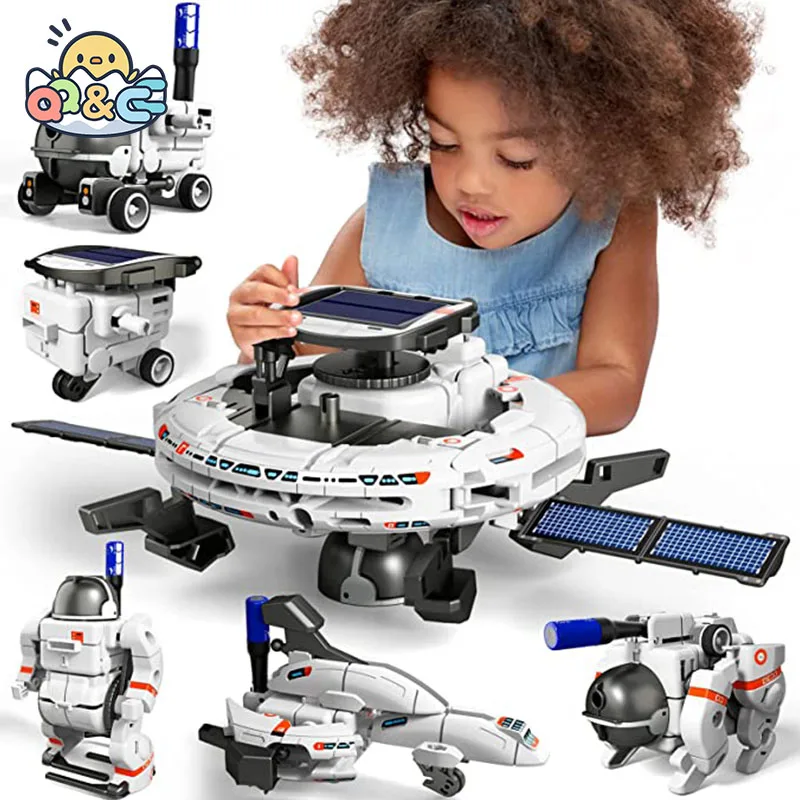 6 in 1 Science Experiment Solar Robot Toy DIY Building Powered Learning Tool Kit for Kids