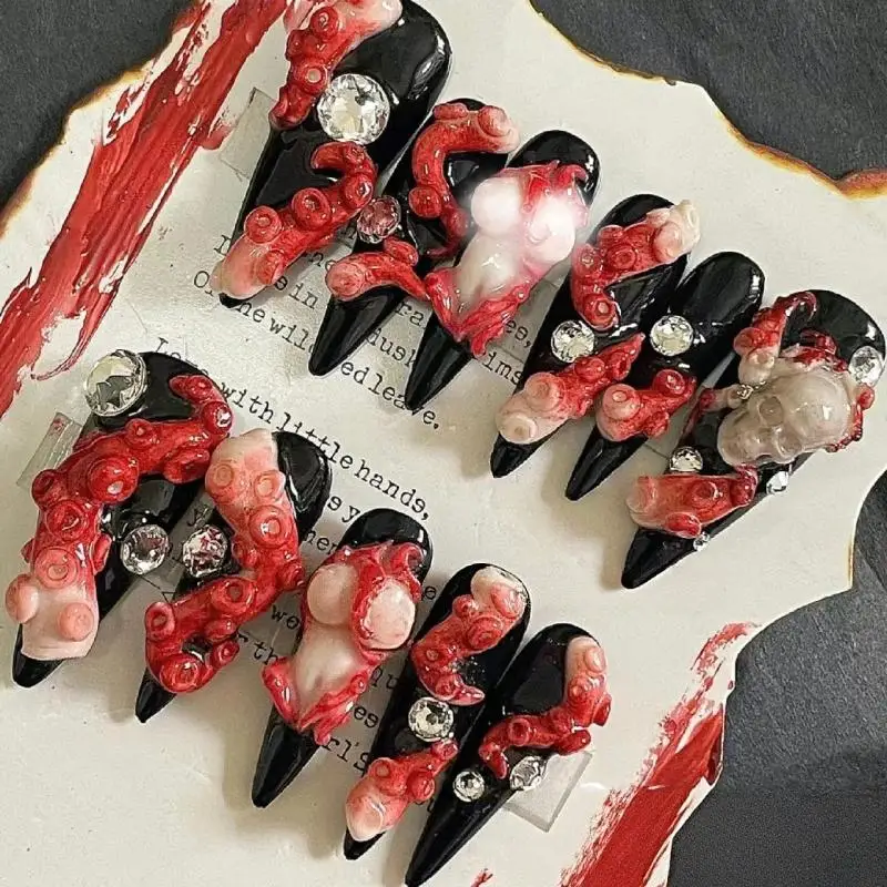 3D 네일 몰드 딥 씨 블루 링 문어 스탬핑 스텐실 UV 젤 폴리쉬 아트 몰드 실리콘 조각 도구 DIY 디자인 네일 참