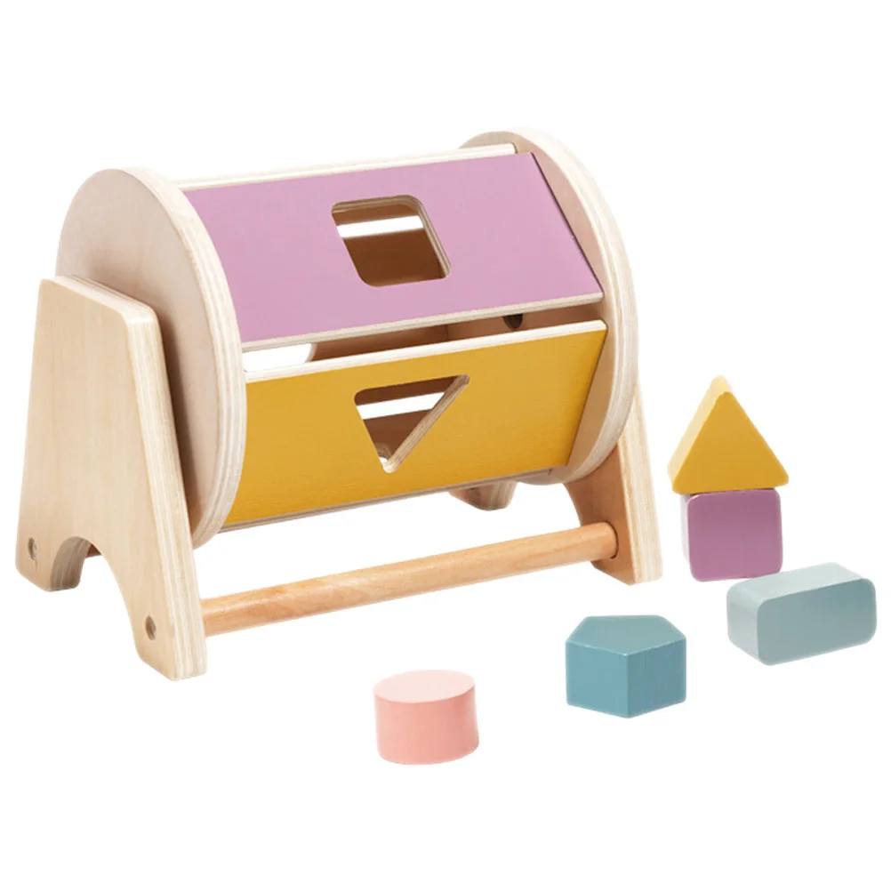 

1 Set of Wooden Rolling Shape Sorter Cube Shape Sorting Drum Kids Fine Motor Skills Toy