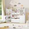 Toy Storage Organizer,5-in-1 Kids Bookshelf with Movable Drawer and Book Shelves Behind The Doors,Toy Organizer Playroom Storage 5