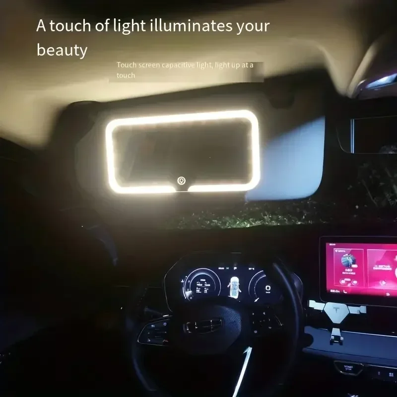 Car Sun Visor Vanity Mirror 3 Light Modes Rechargeable Car Makeup Mirror Touch Control Light Up Universal