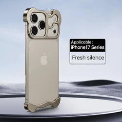 Luxury Irregular Aluminum Alloy Bumper Phone Case with Lens Film Protection for iPhone 17 Air (Fresh 17 Series)