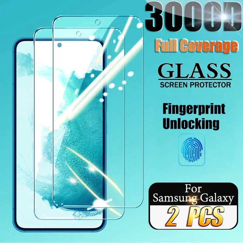 

2PCS Tempered Glass For Samsung Galaxy S23 S22 S21 Plus Screen Protector Note 20 Fingerprint Unlocking Note20 FE Film S23 22 5G