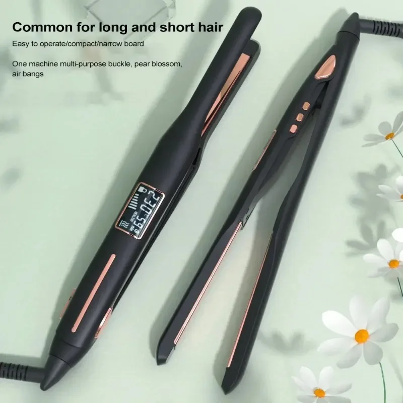 Mini Hair Straightener Curler Titanium Thin Plate Pencil Flat Iron For Short Hair Beard Pixie Cut Salon Styling Tool 100-240V