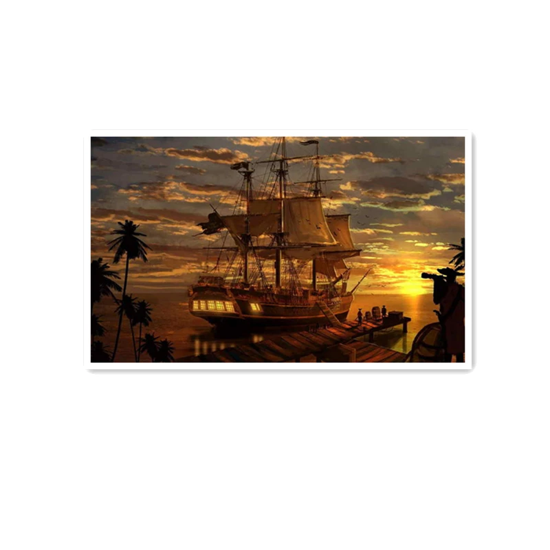 Art Wall Home Decor Artwork Pirates Ship Boat Oil painting HD Printed on canvas 