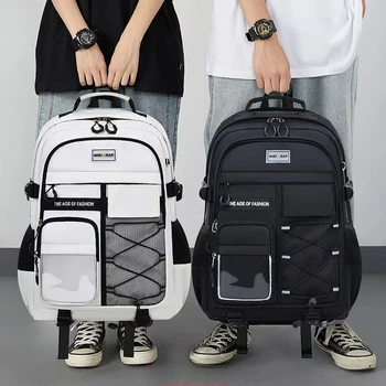 Zaino da uomo alla moda Borsa da scuola per studenti delle scuole medie Borsa sportiva per il tempo libero Borsa a due spalle Zaino da viaggio impermeabile di grande capacità