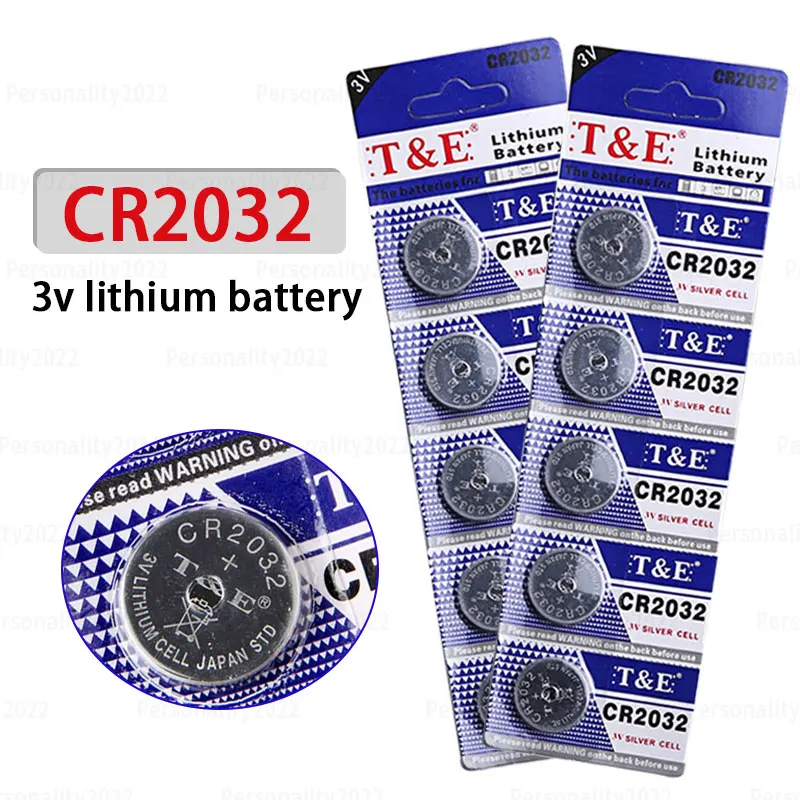 10-Pack CR2032 3V Lithium Button Cell Batteries - 220mAh (DL2032, ECR2032 Compatible)