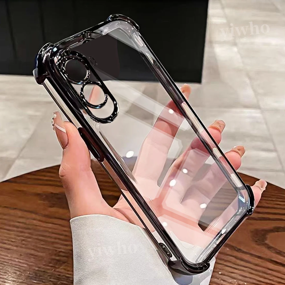 Sleek Transparent Black Phone Case with Soft TPU Protective Cover