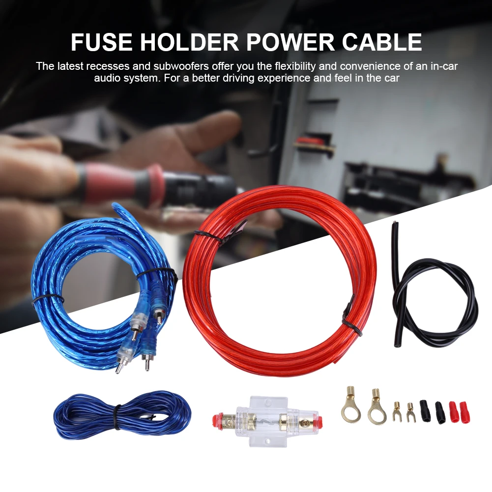 Audio Speaker Wiring Kit Car Amplifier Wiring Kit 1500/2000W Car Audio Speakers 8GA 60AMP Subwoofer AMP Wiring Fuse Holder Wire Cable Car Modification Parts