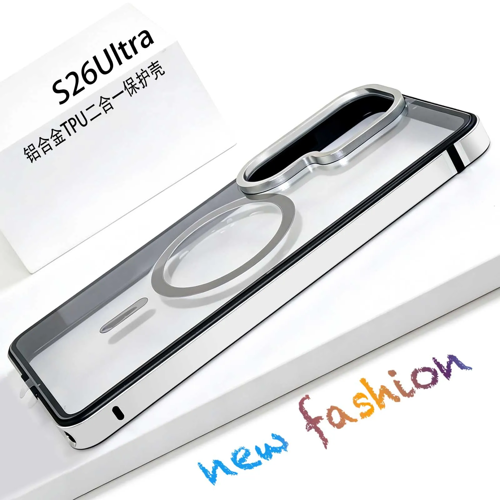 Sleek Aluminum Alloy Magnetic Phone Case with TPU and Transparent Protective Design