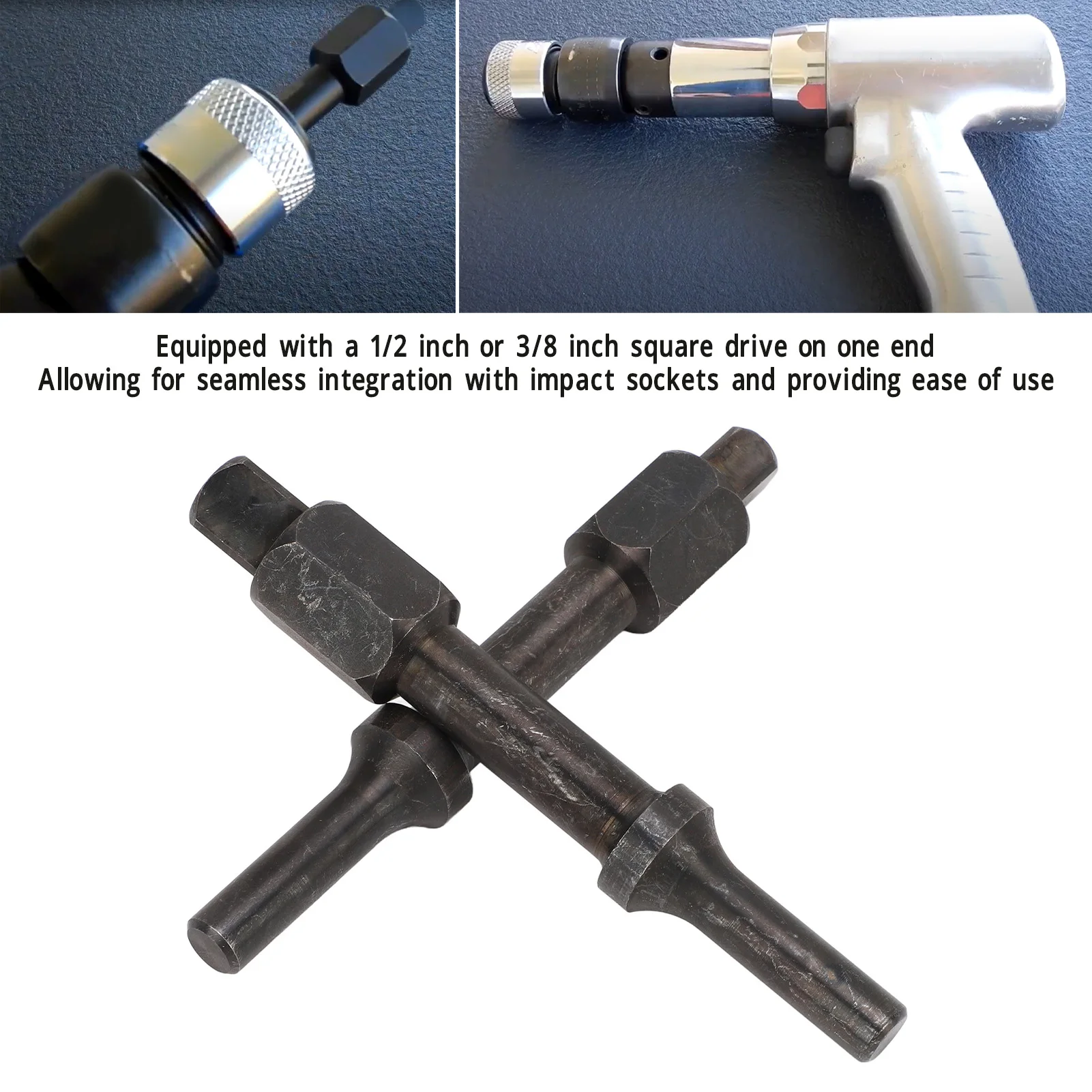 Kit De 2 Brise-boulons Pneumatiques 3/8 Et 1/2 Pouce - Pour Marteau Pneumatique, Neuf En Métal Noir