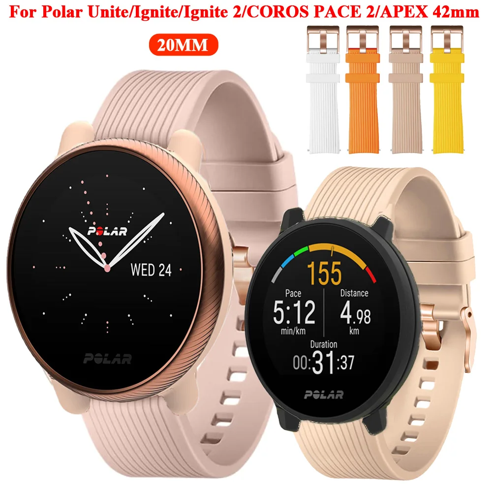 

20mm Silicone Bracelet For Polar ignite 2/Unite Smart Watch Band For Polar Ignite 2 Straps For COROS APEX 42mm/PACE 2 Wristbands