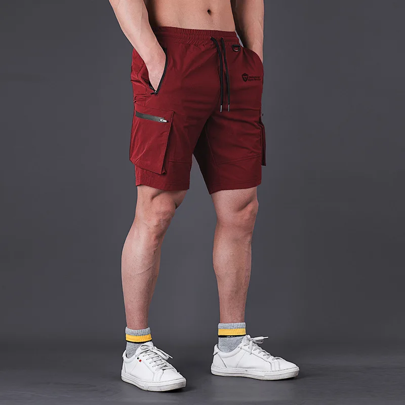 Men's Fashion Multi Pocket Sports Shorts Fitness Woven Jogging Hot Pants Breathable Running Sweatshorts Men Casual Shorts