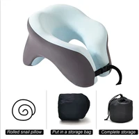 Travel Neck Pillow Memory Foam U-shaped Pillow Snail Style Travel Neck Support Portable Adjustable Soft Noon Break Sleep Pillows