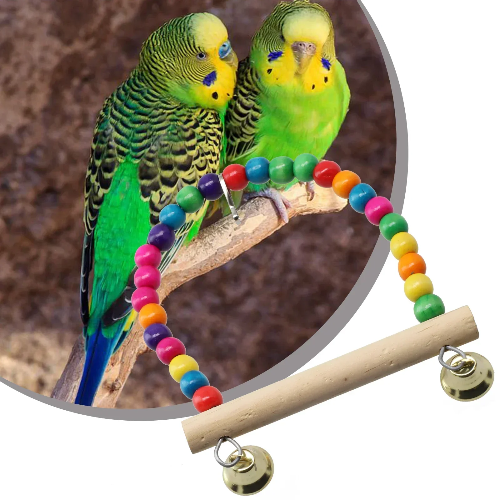 1 Pc Parrot Swing Bird Swing Toy Parrot Cage Toy With Plastic Beads Bell Hung On For Pet Brid Supplies Pet Family Supplies