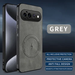 Shockproof Leather Magnetic Wireless Charging Phone Case with MagSafe Compatibility - Google Pixel 8 Pro (GRAY)