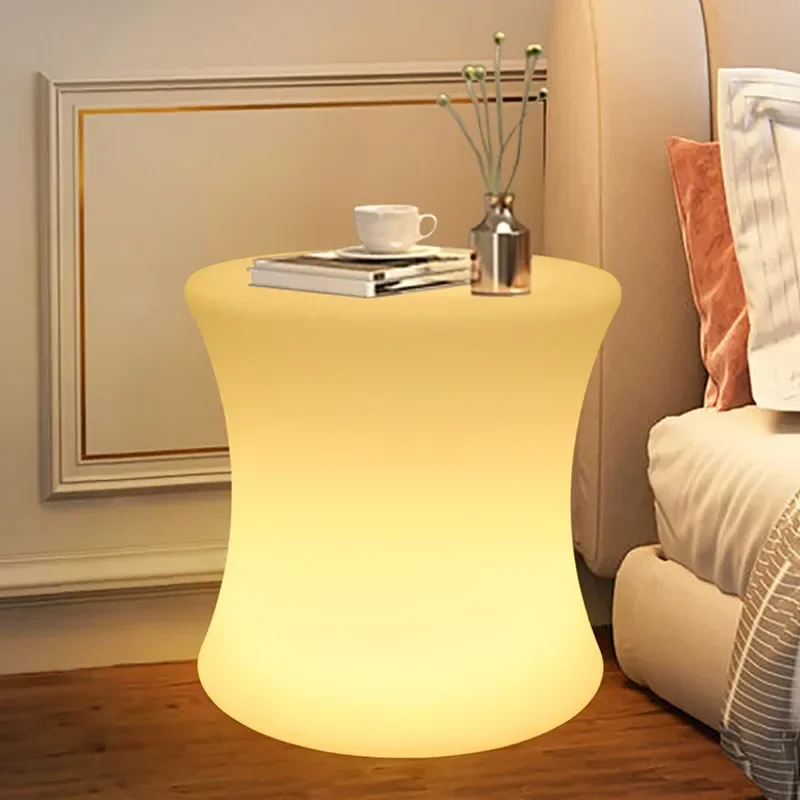 Creative Waist Drum Floor Lamp Sofa Coffee Table Ambiance Light Luminous Low Stool for Bedroom and Bar Lighting