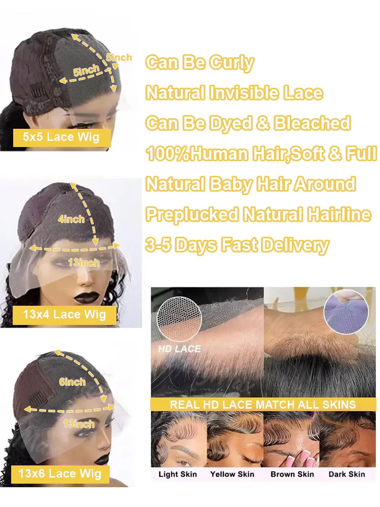 30 32 Inch High Density 5x5 Lace Closure Glueless Wig Human Hair Ready To Wear Body Wave 13x6 HD Lace Frontal Wig For Women