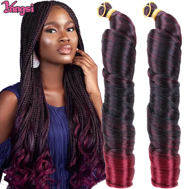 

Full Star French Curly Synthetic Crochet Braiding Hair 22 Inch Silky Spiral Curls Braids Bulk Hair Extensions Black Blonde