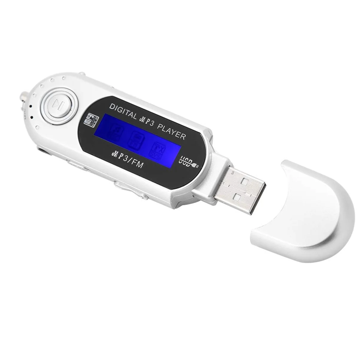B02B-MP3 Player with Earphone 8GB, Portable Music MP3 USB Player with LCD Screen FM Radio for Walking Running (Silver)