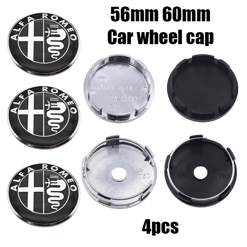 Set of 4 Alfa Romeo 3D Car Emblem Wheel Center Caps - Dust-Proof Badge Covers