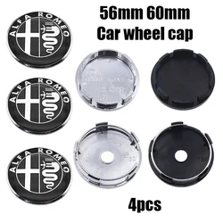 Set of 4 Alfa Romeo 3D Car Emblem Wheel Center Caps - Dust - Proof Badge Covers - 60mm silver cap (Alfa black silver)