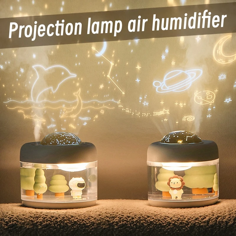 Projection Lamp Wireless Humidifier USB Charging Rotary Projection Starry Sky Light Cute Silent Night Light Landscape Humidifier