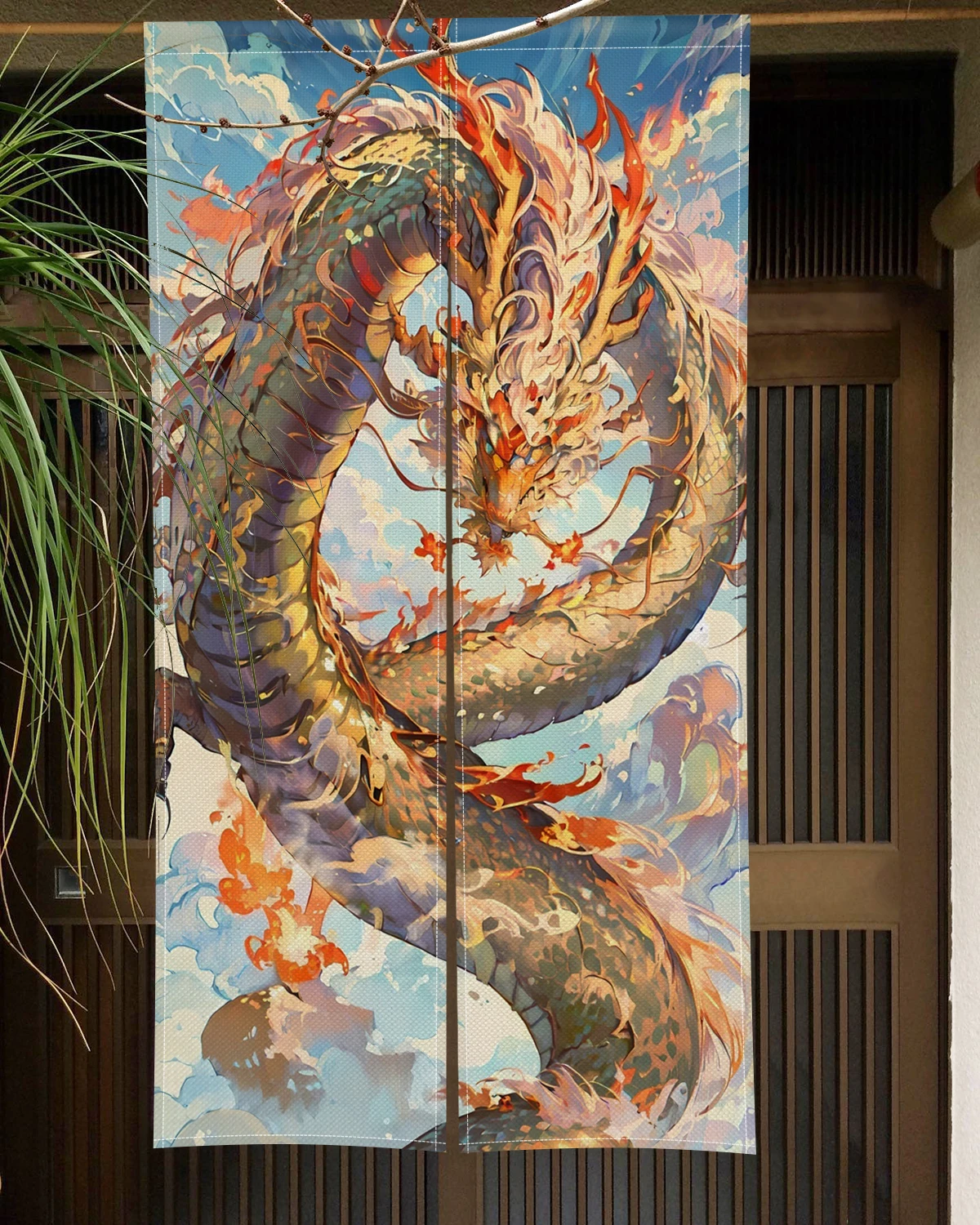 Chinese Dragon Painting Door Curtain Panel Traditional Crane Owl Japanese Style Doorway Curtain Entrance Hanging Half-Curtain 4