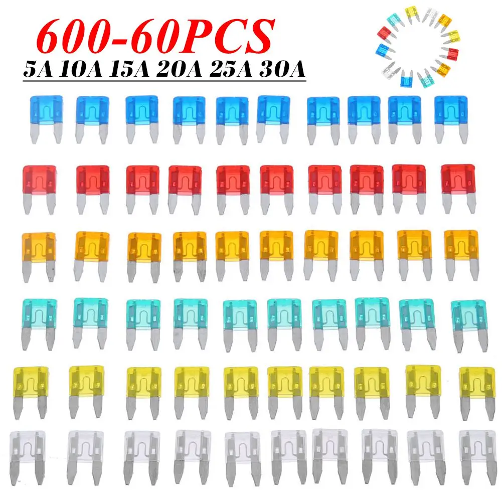 600-60pc Auto Car Truck Mini Fuse Blade 5A-30A Mixed Set Kit Car Accessories