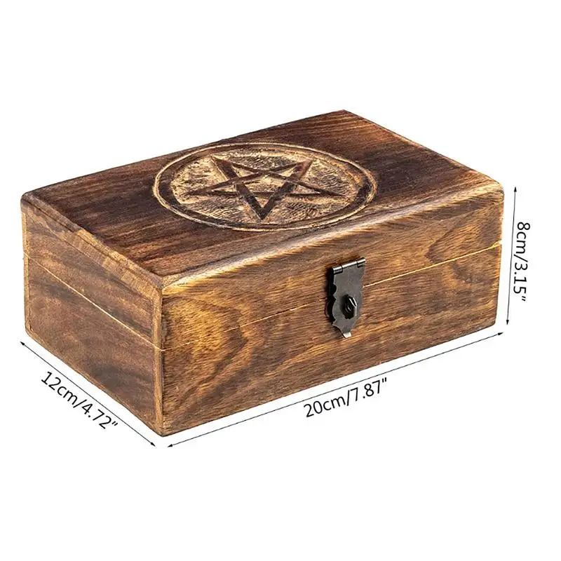 Antique Star Carved Wooden Jewelry Storage Box
