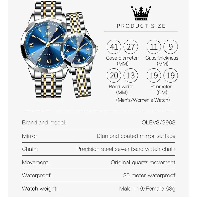 OLEVS Quartz Fashion Couple Watches