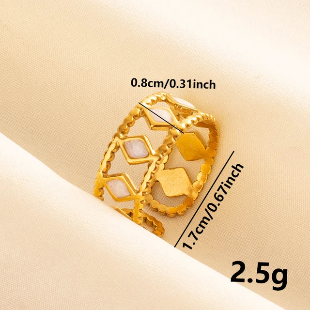 Bagues ouvertes bohème en émail blanc, couleur or, luxe, irrégulier, en acier inoxydable, réglable, bijoux de charme pour femmes, cadeaux