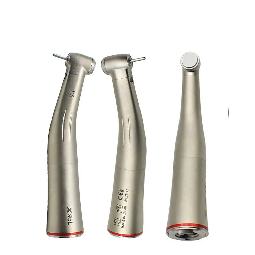 

X95L Dentistry contraangulo Dental 1:5 Increasing Speed Handpiece Against Contra Angle LED Optic Fiber Quattro Spray Red Rings