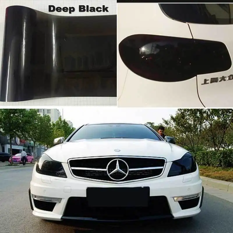 Car Protector Film Car Sticker Film Vinyl Wrap Film Car Vinyl Film Car Headlight Tint Film Fog Light Taillight Smoke Black Tint Vinyl Film Waterproof for Headlights Armored for Cars