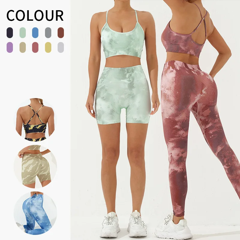 

Fashionable Seamless Printed Yoga Set for Women Seamless Printed Women's Yoga Suits with High-end Texture and Breathable