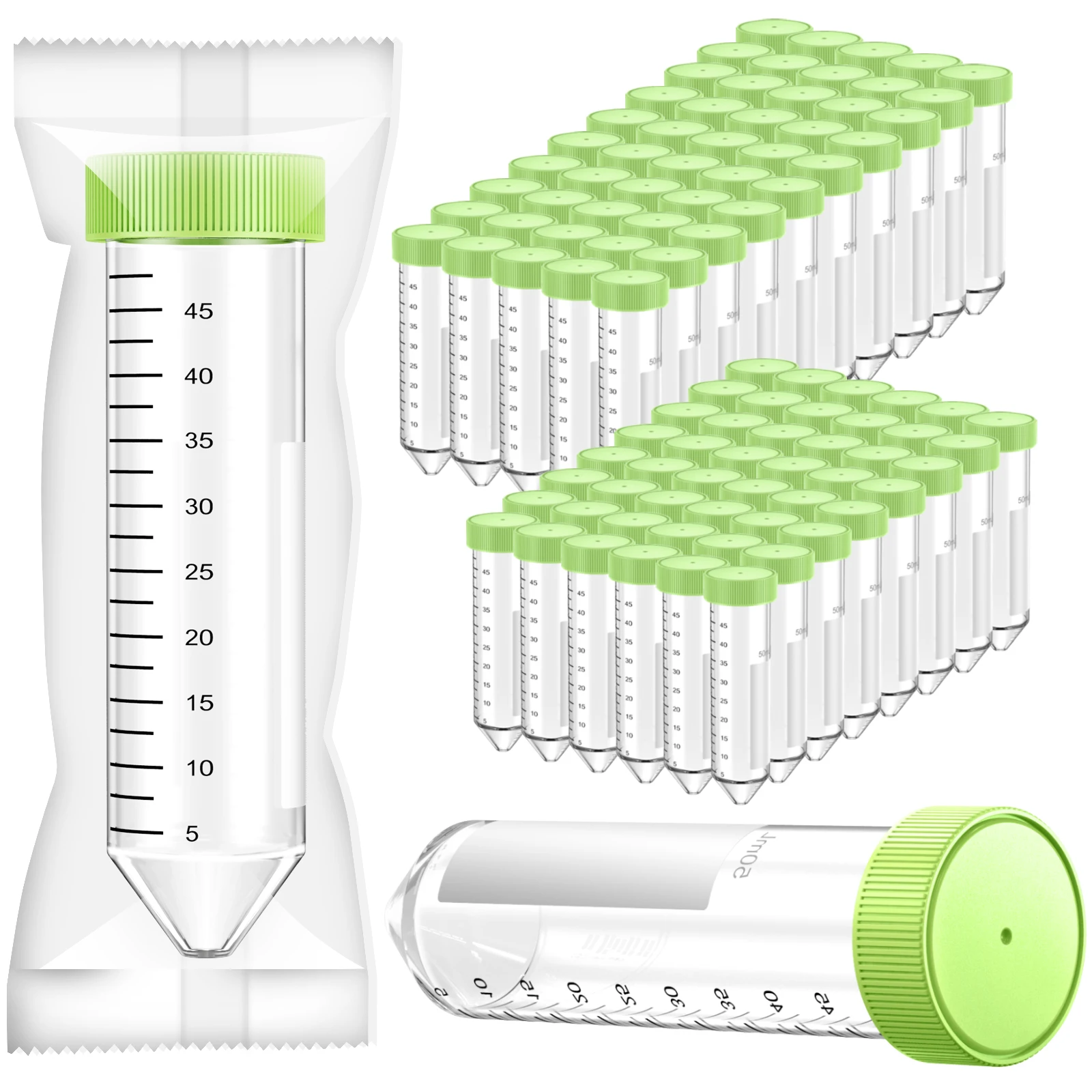 Sterile Centrifuge Tubes Plastics 50ml Conical Tubes with Graduations and Writing Marks,Individually Packaged,25pcs/50pcs/100pcs