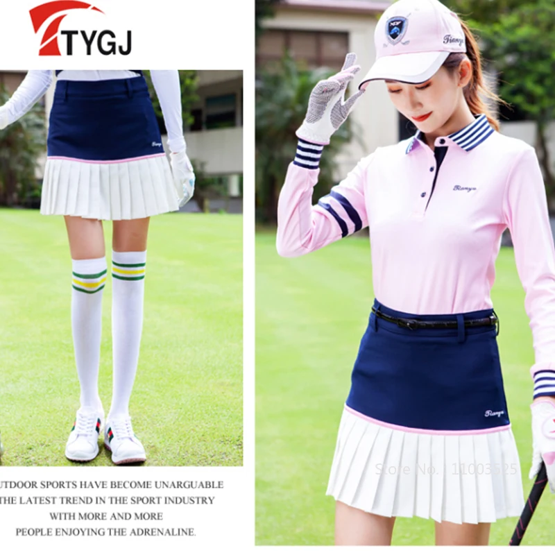 TTYGJ Women Pleated Skirts Golf Wear Ladies Tennis Sports Skirts High Waist Fitness Skorts A-lined Golf Wear with Inner Shorts