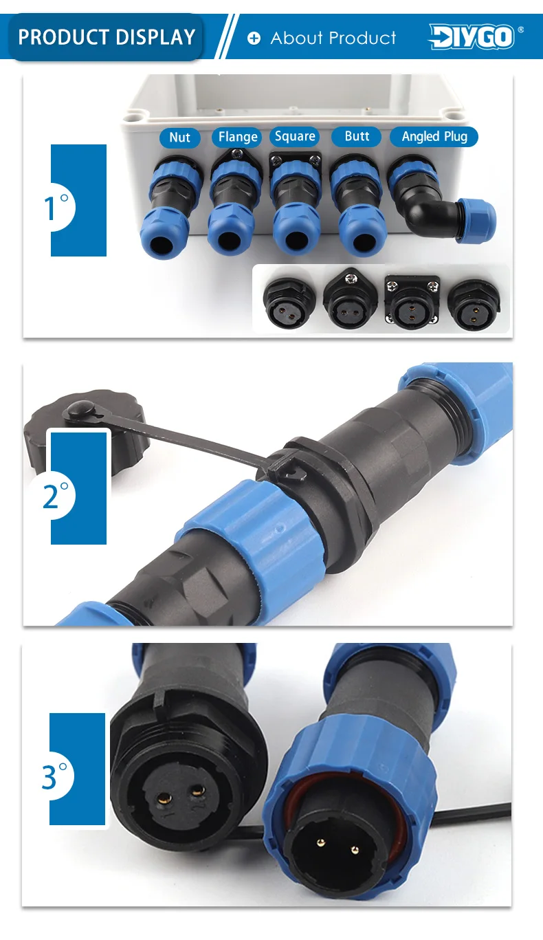 SP16 IP68 Wasserdichter Steckverbinder Stecker und Buchse 2/3/4/5/6/7/8/9 Pin Drahtkabelstecker Docking Aviation DIY YOU – Detail 6