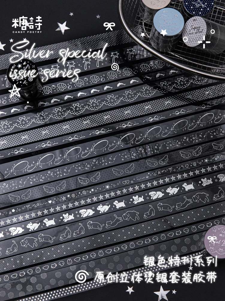 3 Rollen einfache, vielseitige PET-Klebeaufkleber für Scrapbooking, DIY-Bastelarbeiten, transparente Junk-Journal-Aufkleber, Dekor-Klebebandaufkleber – Detail 1
