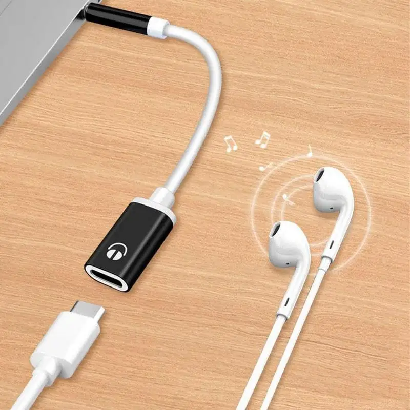 AUX Audio Cable 3.5mm Male to Typec Female Flat Head Earphone to Round Head Car Speaker Adapter Phone Converter Converter