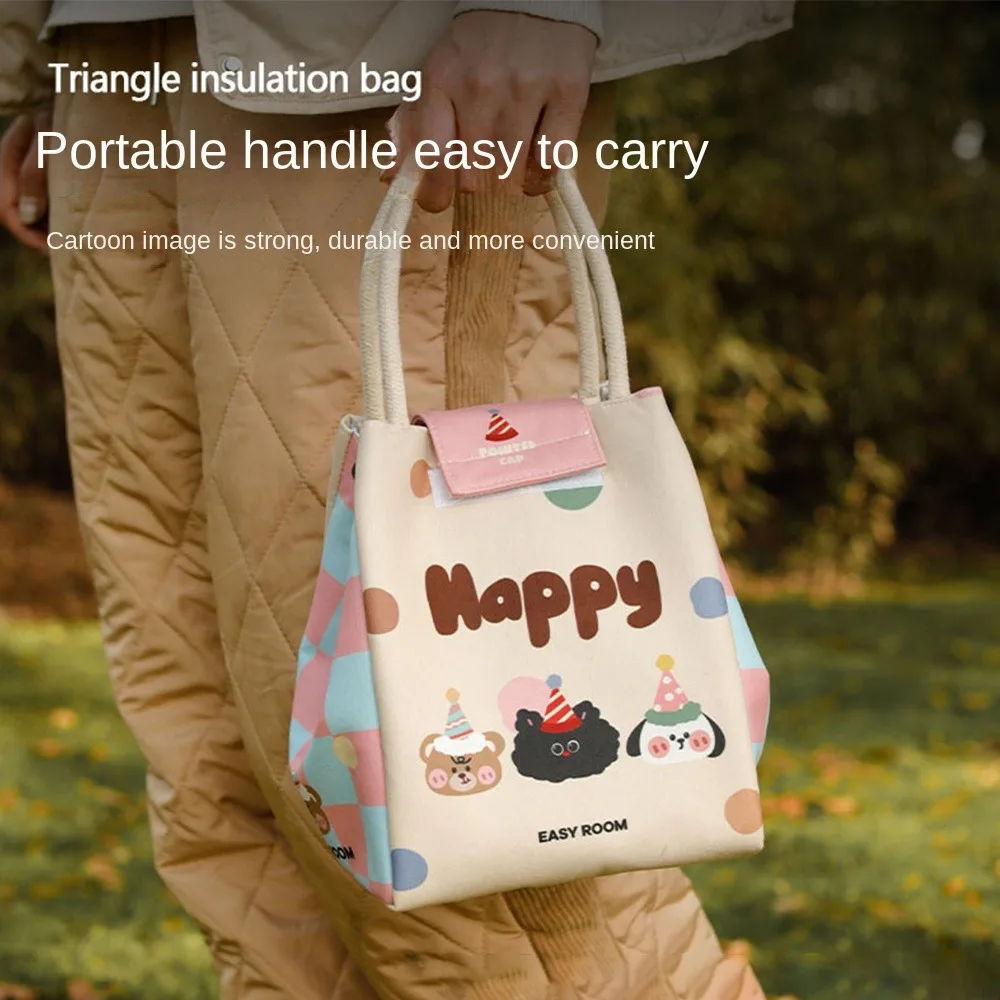 

ECO-friendly Lunch Pouch Cartoon Print Pattern Large Capacity Picnic Bag Insulated Thermal Portable Breakfast Box Bags Children