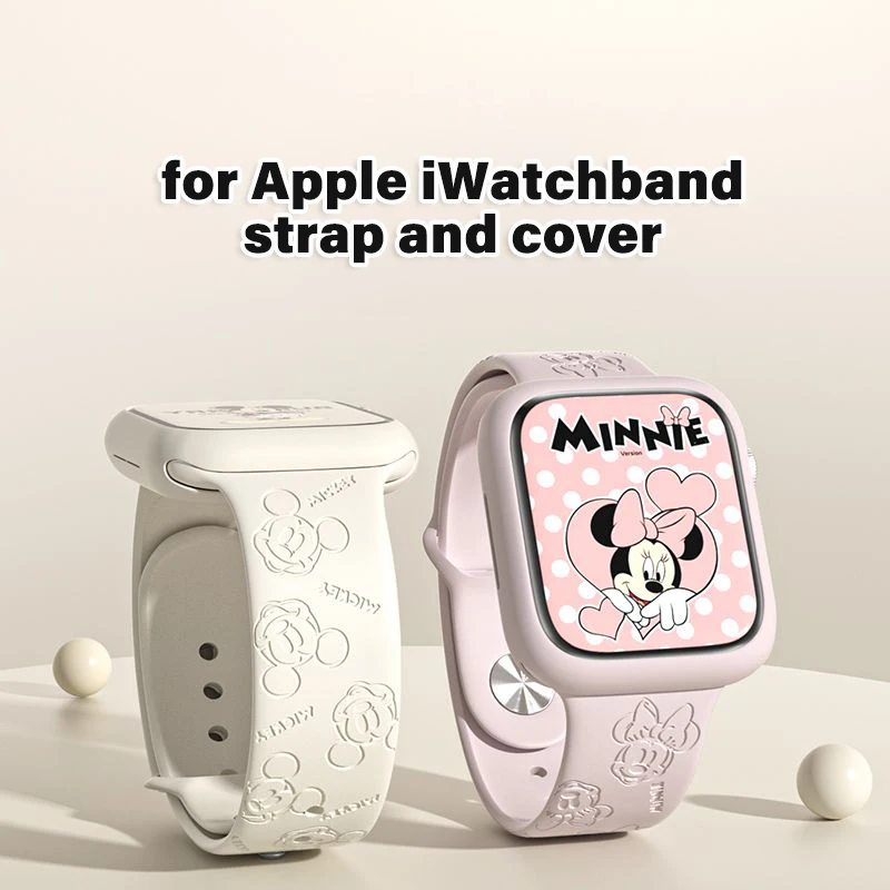 

Силиконовый ремешок для Apple watch Band 44 мм 45 мм 41 мм 40 мм, браслет с изображением Микки и Минни Маус для наручных часов iwatch Series 3 4 6 7 8 SE Ultra 49 мм