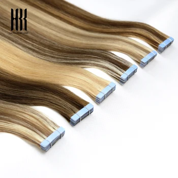 Nastro nelle estensioni dei capelli Capelli umani naturali Nastri biadesivi invisibili al 100% sui capelli Estensioni dei capelli veri Remy lisci serici 2g