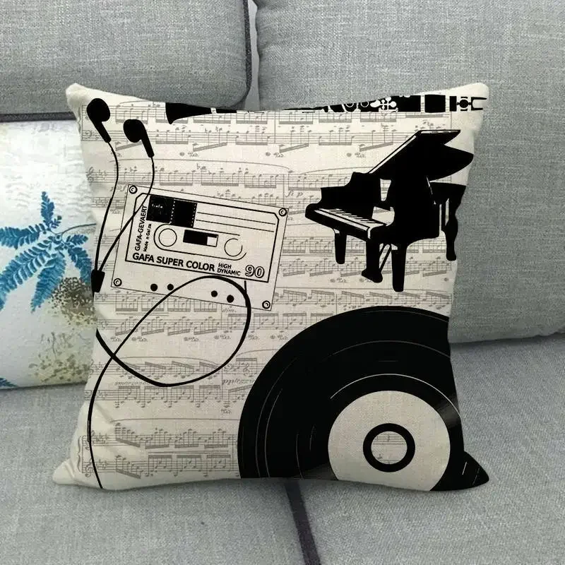 Description Picture 5 of itemPiano Music Pillowcase Music Staff Pillow Case Home Decor Sofa Bedroom Pillow Covers Decorative Cushions for Bed Room 45x45cm