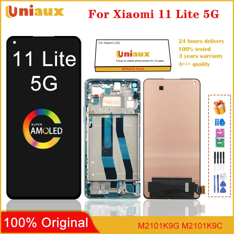 

6.55" Original AMOLED For Xiaomi Mi 11 Lite 5G LCD Display Touch Screen Digitizer Assembly For Mi11 Lite 5G LCD Replacement