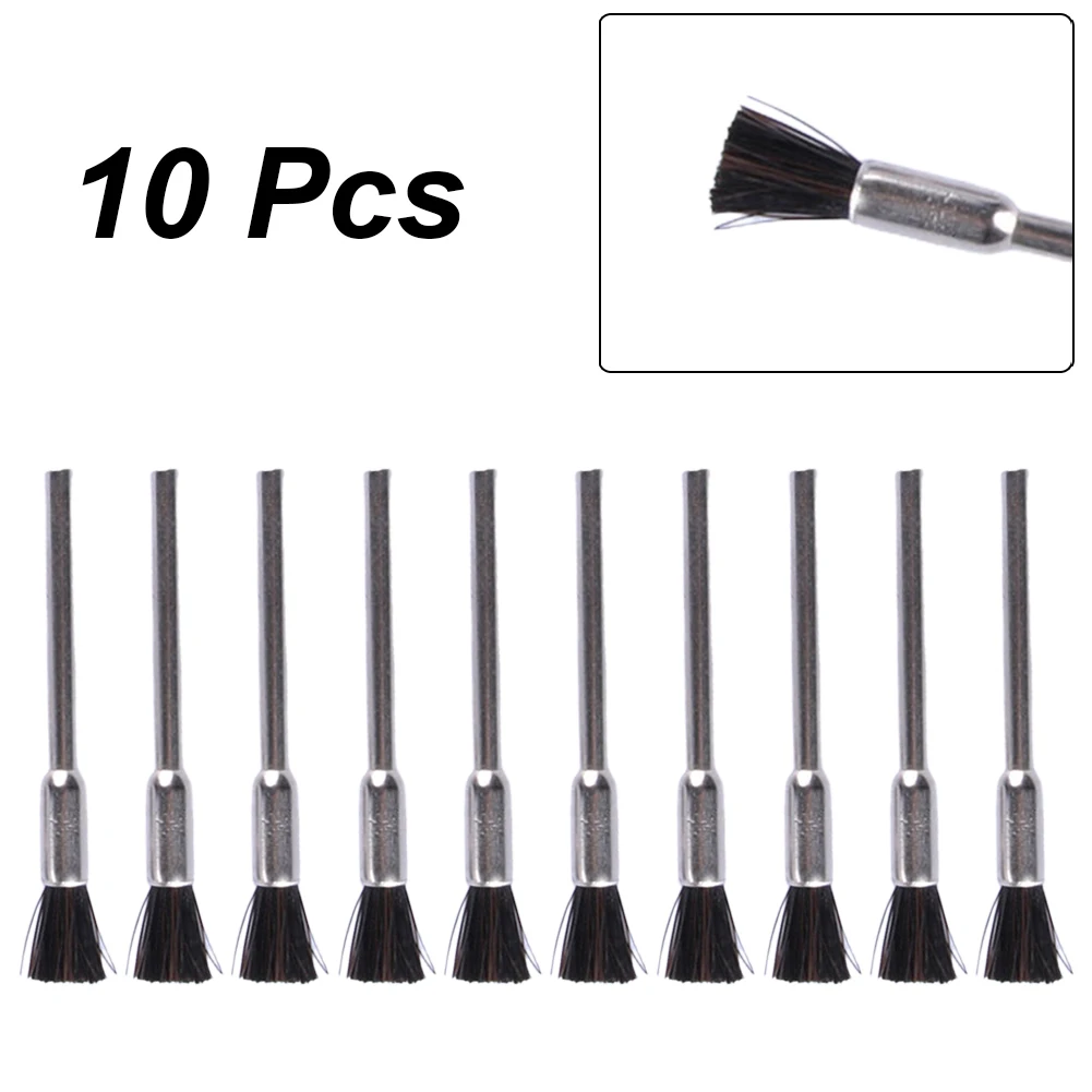 10pcs Nylon Wire Brush Kit 3mm Shank Abrasive Polishing Tool Bit Polishing For Wood 52mm Length 5mm Head Diameter Wire Brushes