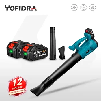 YOFIDRA 전기 공기 송풍기, 마키타 18V 배터리 잎 송풍기, 낙엽 청소 먼지 눈 도구, 6 단 속도 조절, 2000W