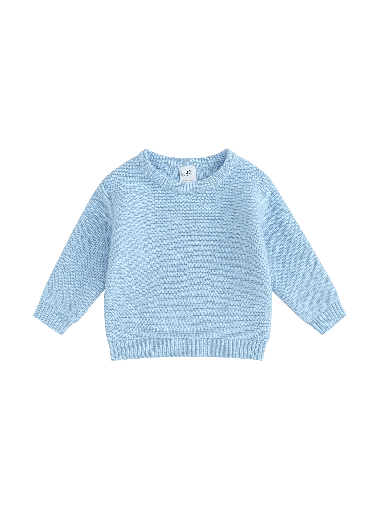 

Kids Sweater Cozy Long Sleeve Crew Neck Solid Striped Winter Pullover for Girls and Boys