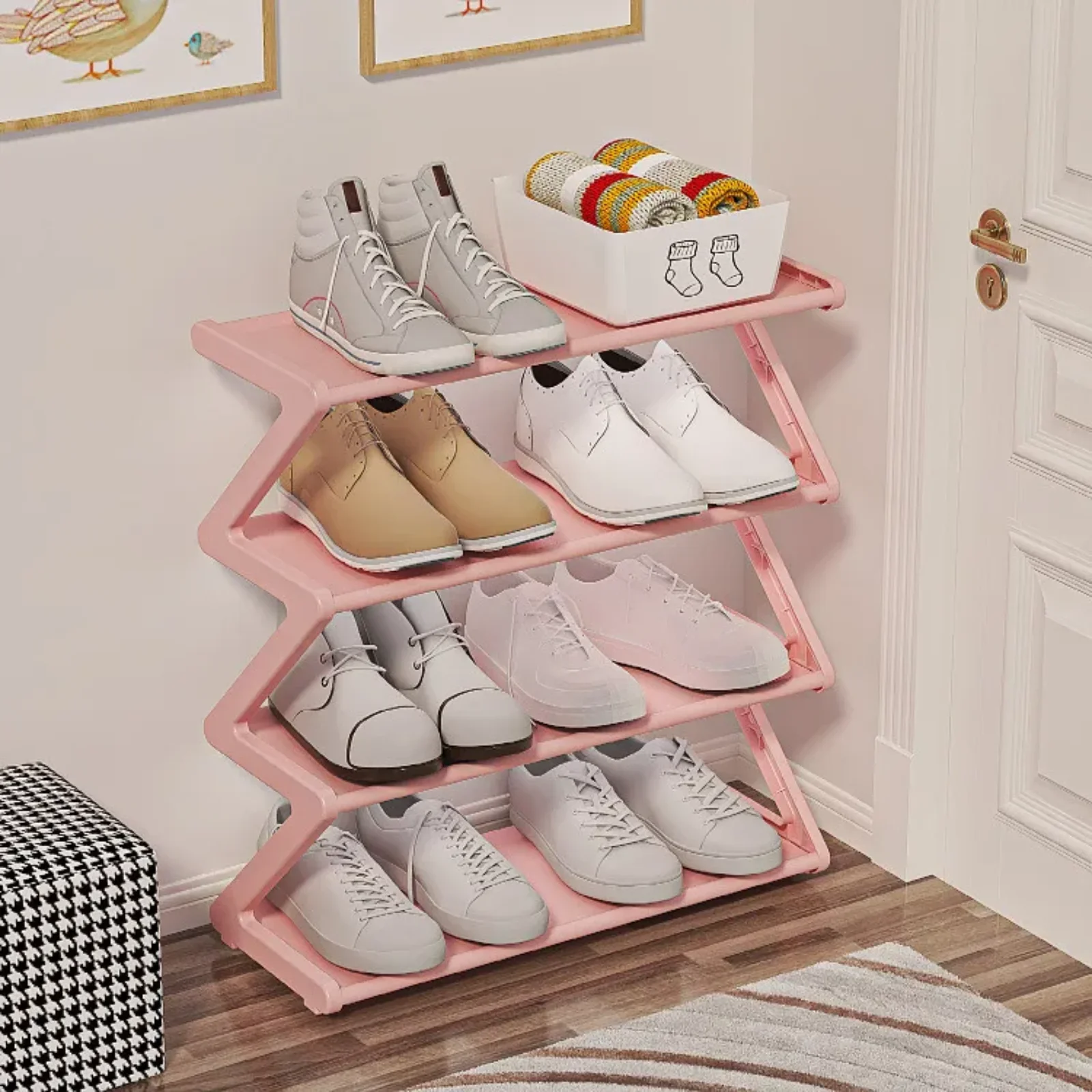 Simple z-shaped Fabric Dust-proof Shoe Rack Shoe Cabinet Household Multi-layer Space-saving Multi-functional Storage Rack fabric shoe cabinet shoe rack
